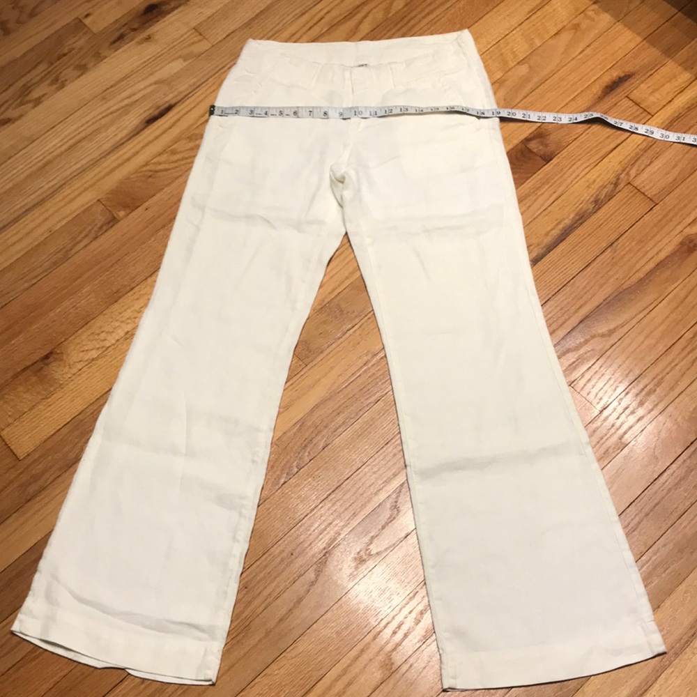 🎯NWOT Lucky Brand Vintage y2k Linen coastal Dressy Wide Flare ivory pants 2